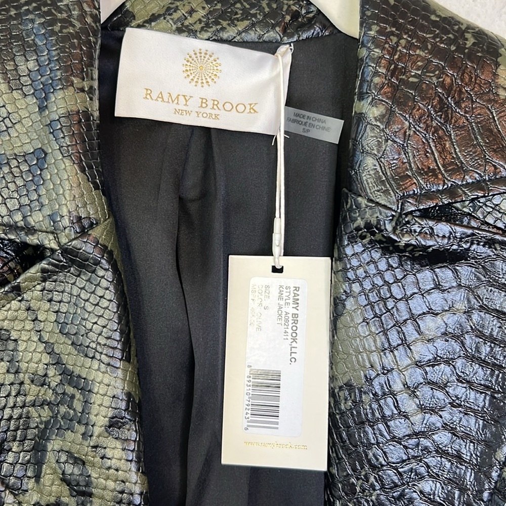 Ramy Brook Kane Snakeskin Animal Print Faux Leather Moto Biker Jacket Size S - Picture 6 of 16
